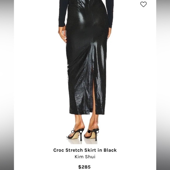 Kim Shui Black Croc-Embossed Jersey Midi Skirt - NWT - Picture 3 of 15